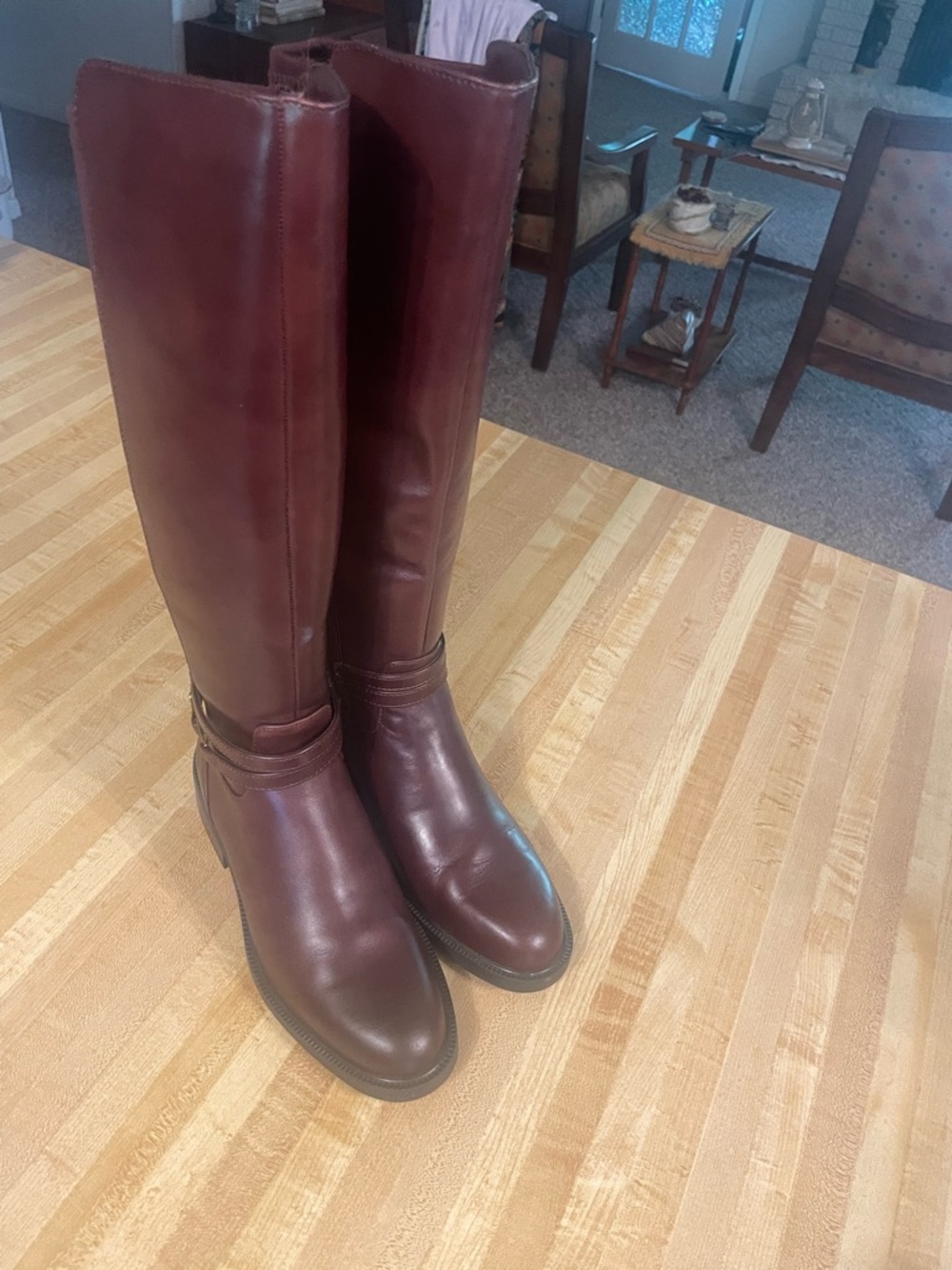 Vince Camuto Tall Over-the-Knee Leather Boots in Burgundy